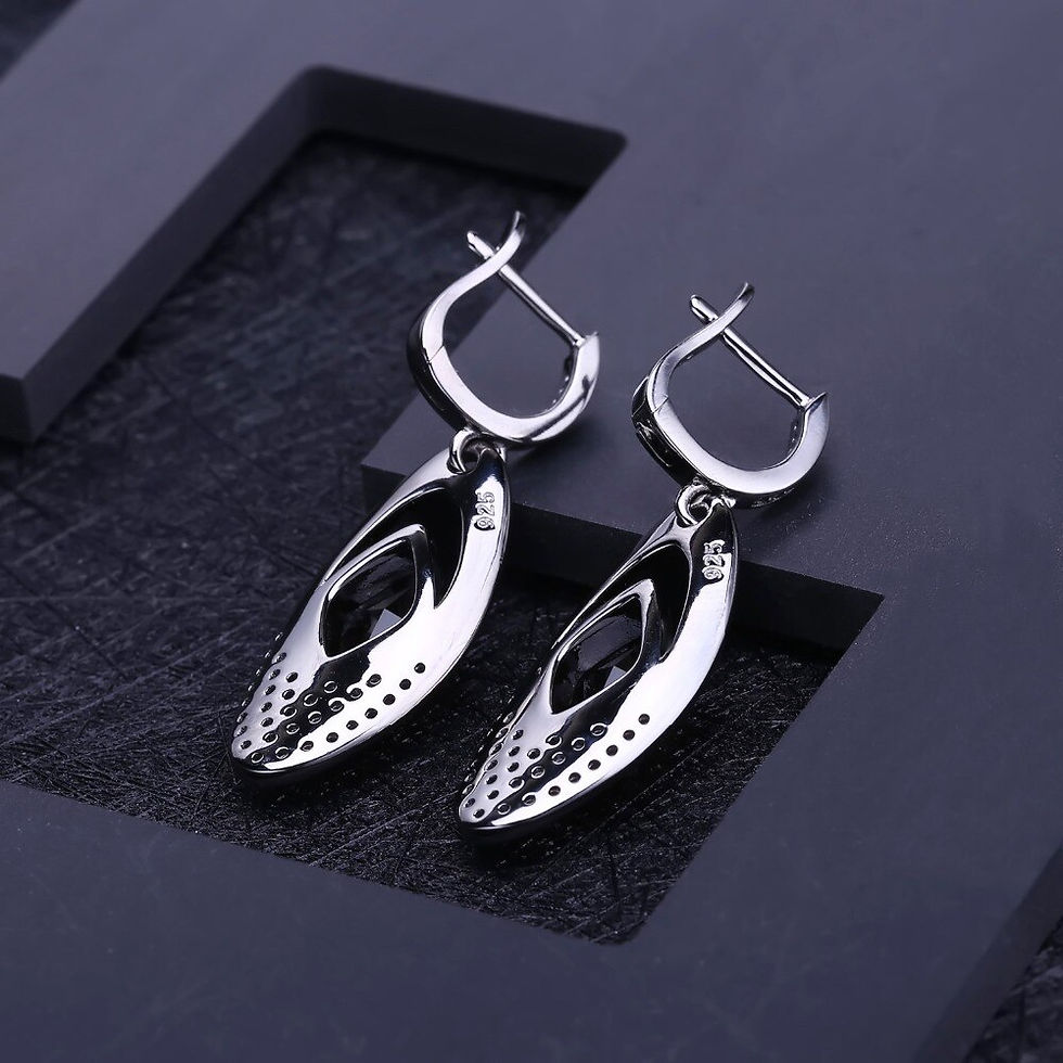 Thumbnail: GEM'S BALLET Natural Smoky Quartz Gemstone Earrings 925 Sterling Sliver Vintage