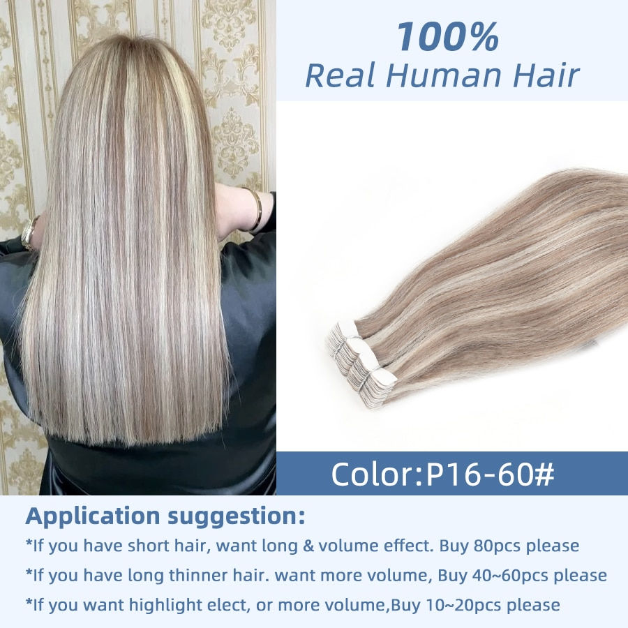 Miniatura: AW 12'' 16'' Mini Tape in Hair Extensions Human Hair Highlight Real Natural Bra