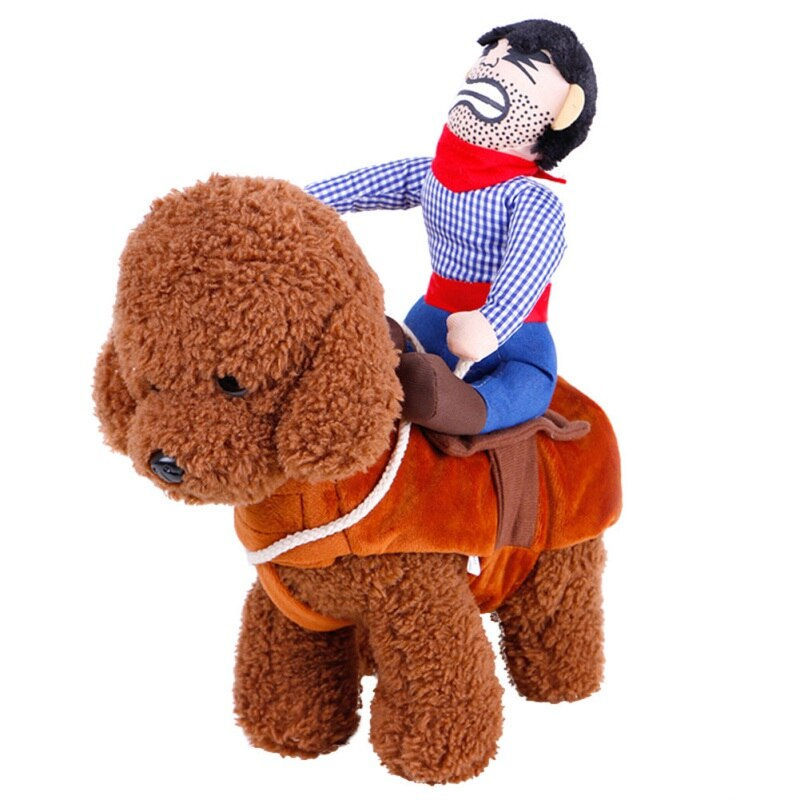 الصورة المصغرة: Novelty Cowboy Rider Dog Costume for Dogs Clothes Party Halloween Pet Costume