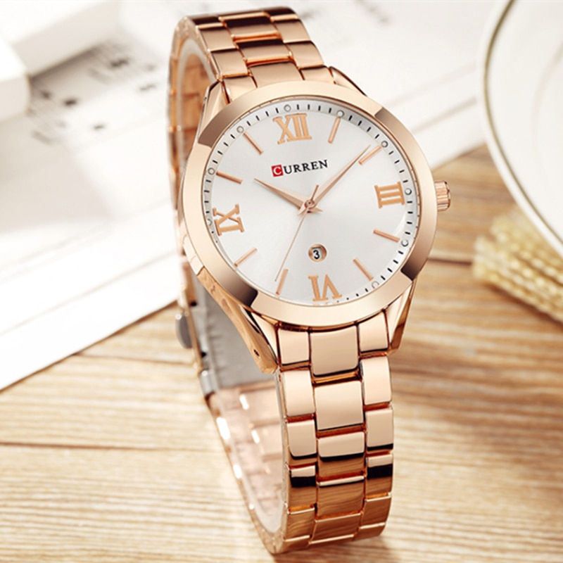 Thumbnail: CURREN Gold Watch Women Watches Ladies 9007 Steel Women's Bracelet Watches Fema