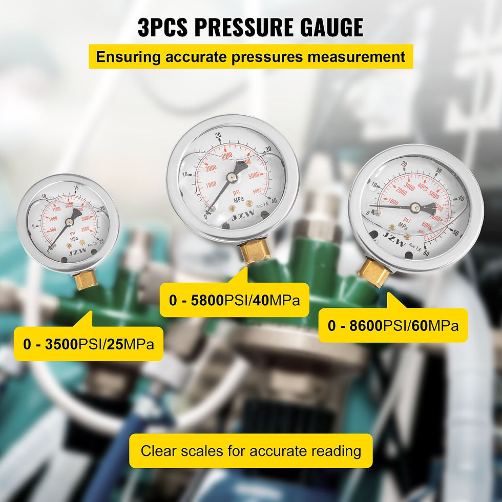 Thumbnail: VEVOR 0-60Mpa Hydraulic Pressure Gauge Test Kit With Portable Case Digital Mano