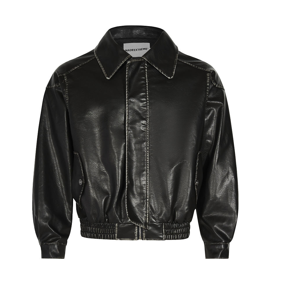 Minijatura: American Retro Maillard Distressed Leather Coat