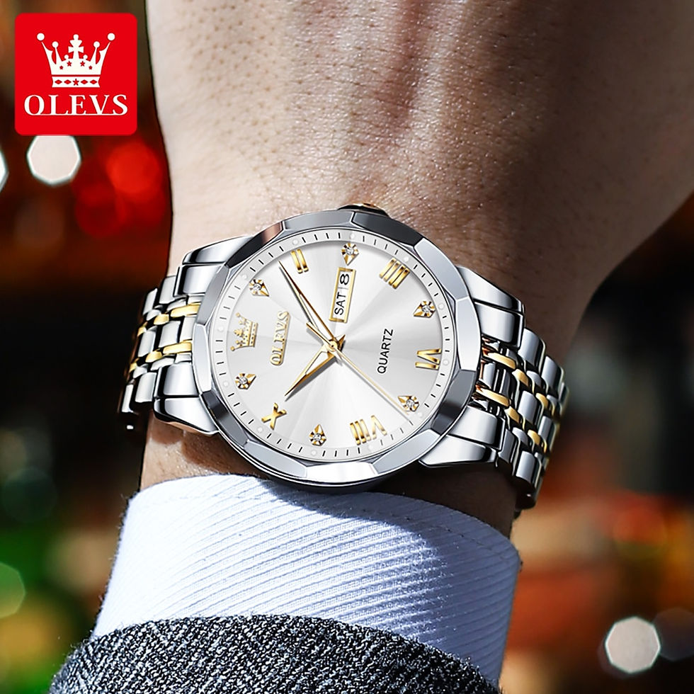 Imej kecil: OLEVS Men's Watches Rhombus Mirror Original Quartz Watch for Man Waterproof Lum
