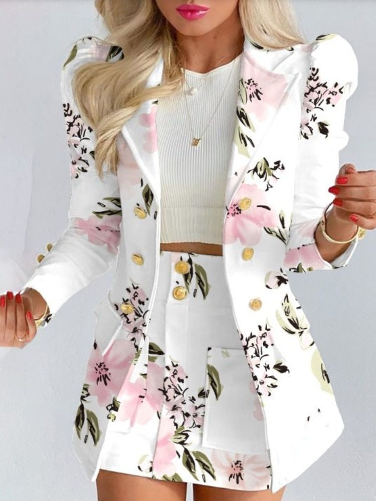 Indexkép: 2022 Early Spring Suit Long Sleeve Solid Color Jacket with Mini Skirt Two-piece