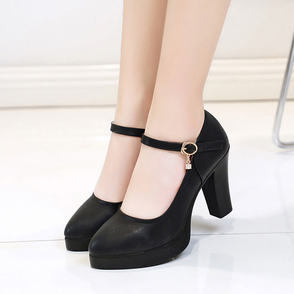 Thumbnail: Japanese Style Lolita Shoes Fashion Women Balck Leather Pointed Toe Breathable