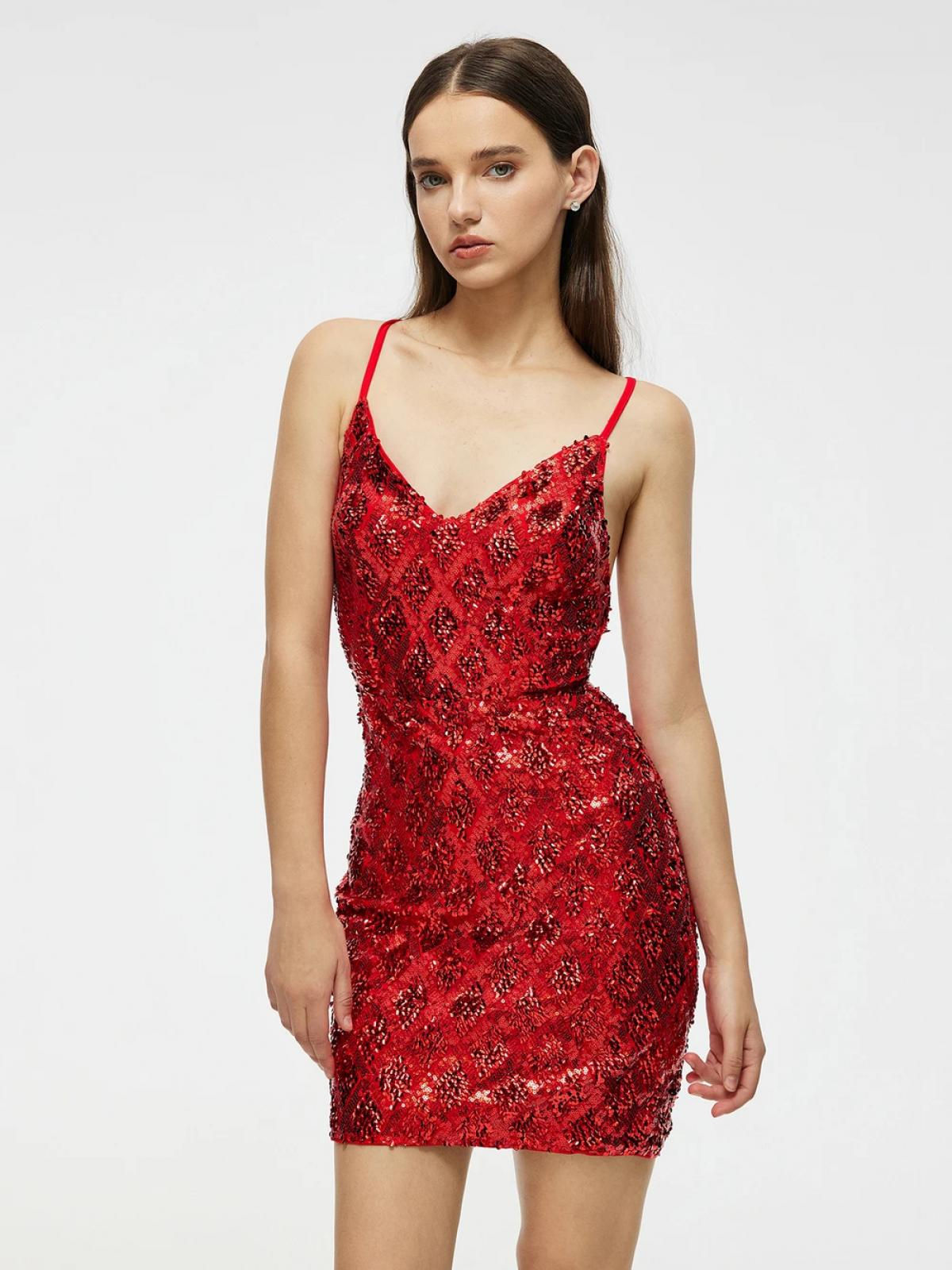 Vestido De Noche Burgundy Tassels Sequin V Neck Beading Evening Dress Sexy Part