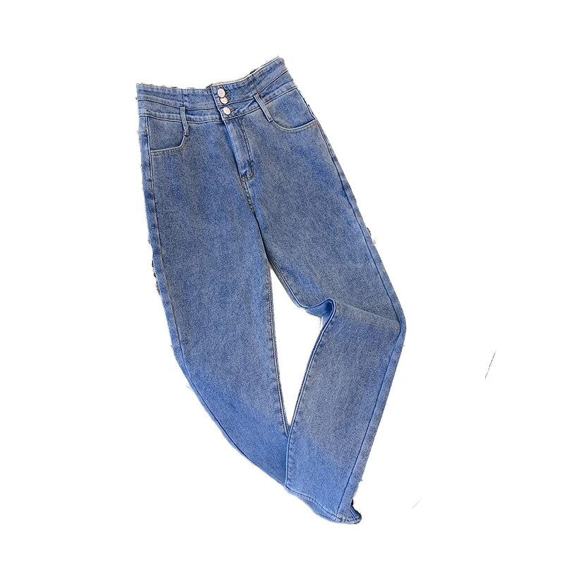 Thumbnail: Plus Size Women Clothes 2023 Autumn Winter Thick Velvet Denim Trouser Loose Lad