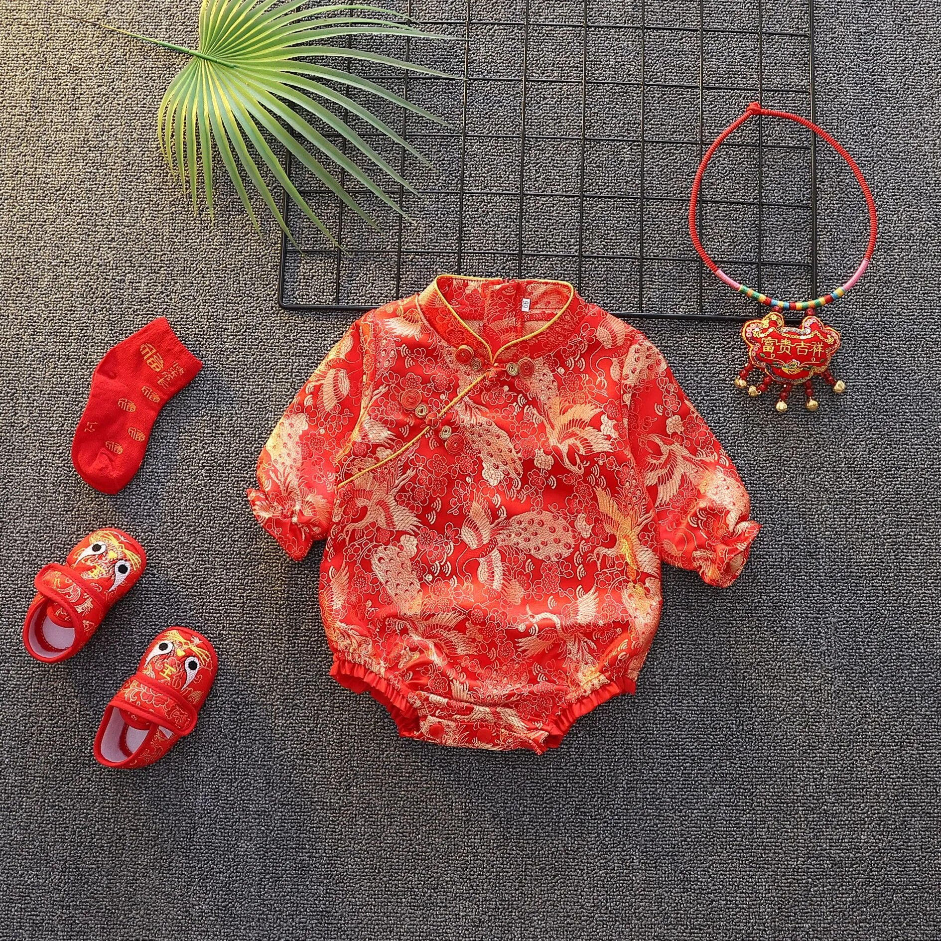 Chinese Cheongsam For Baby Kids Girls Chinese New Year Outfits Rompers Floral E