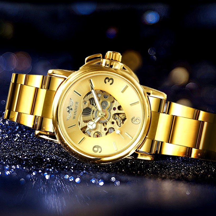 Thumbnail: WINNER Fashion Skeleton Watch for Women Elegant Luxury Brand Automatic Mechanic