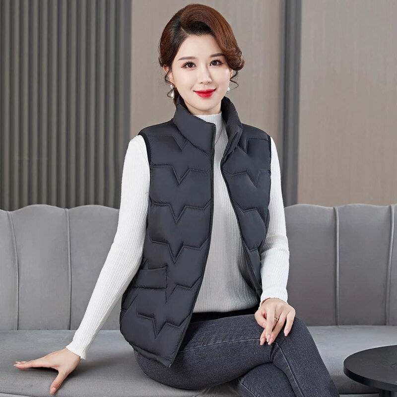 Thumbnail: Down Cotton Vest Women's Stand-up Tank Collar Short Autumn and Winter Loose Cot