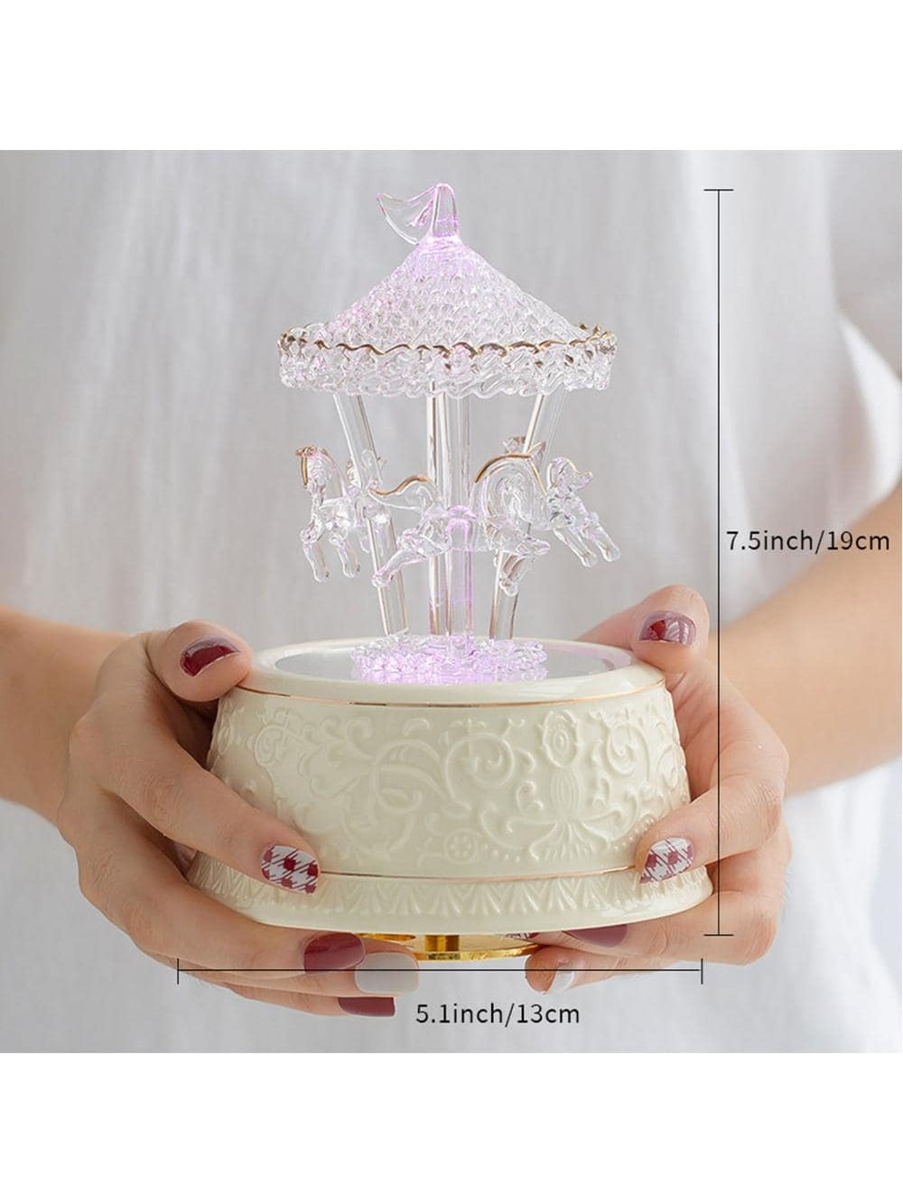 LOVE FOR YOU Gift Wrapped Music Box Crystal Carousel Horse Musical Unicorn Colo
