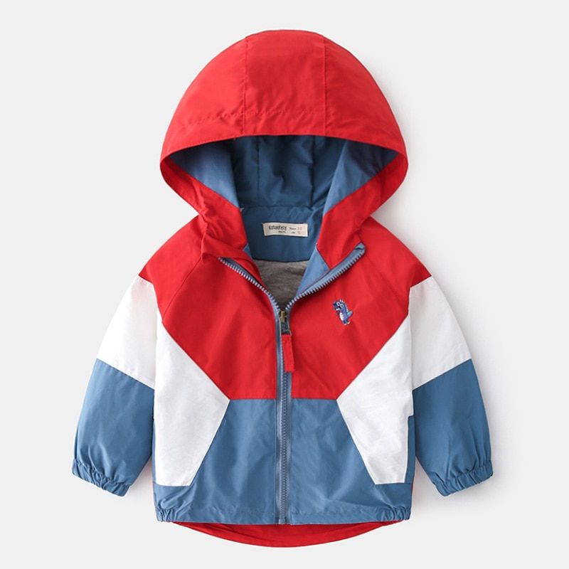 Thumbnail: Spring Children Jackets for Boys Hooded Patchwork Kids Boy Outerwear Windbreake