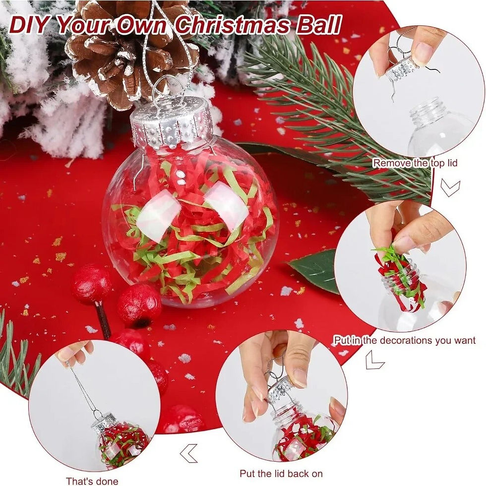 Thumbnail: 100 Pieces 2.36 Inch Christmas Round Clear Plastic Ball Ornaments Bulk Hanging