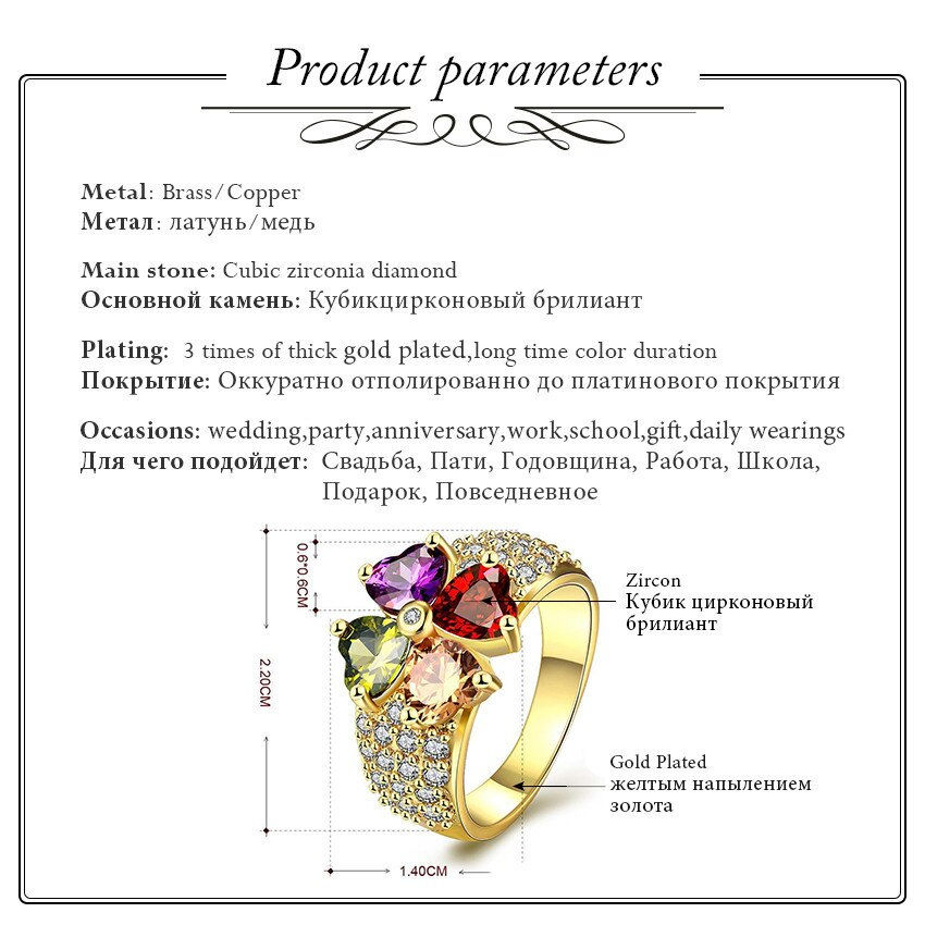 Thumbnail: US STOCK 5% Off Rose Gold Color Ring Female Cubic Zirconia Wedding Rings for