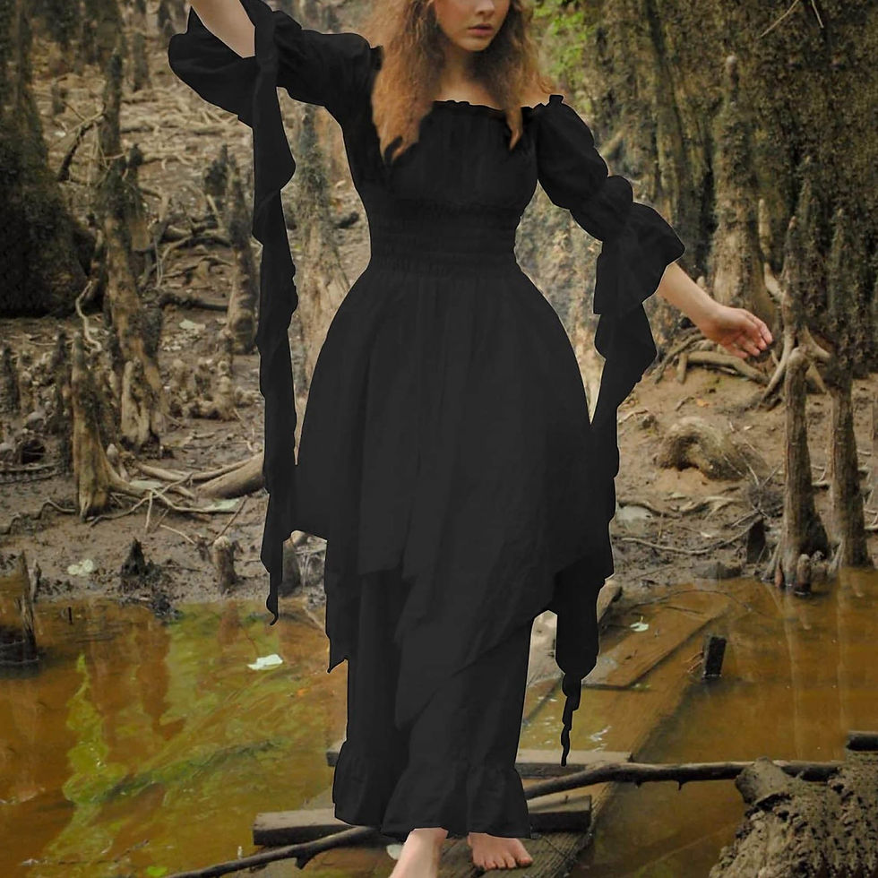 Miniatiūra: Women Trumpet Sleeve Irish Shirt Dress Vintage Victorian Medieval Dress