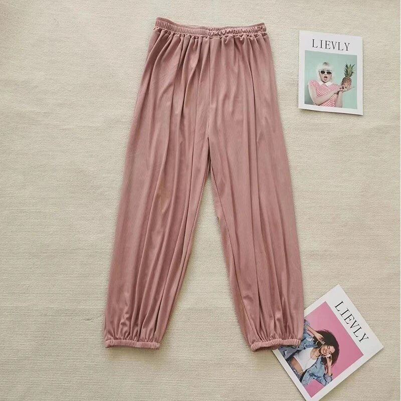 Thumbnail: DAYIFUN Plus Size Women's Pants Loose Elastic High Waist Straight Casual Trouse