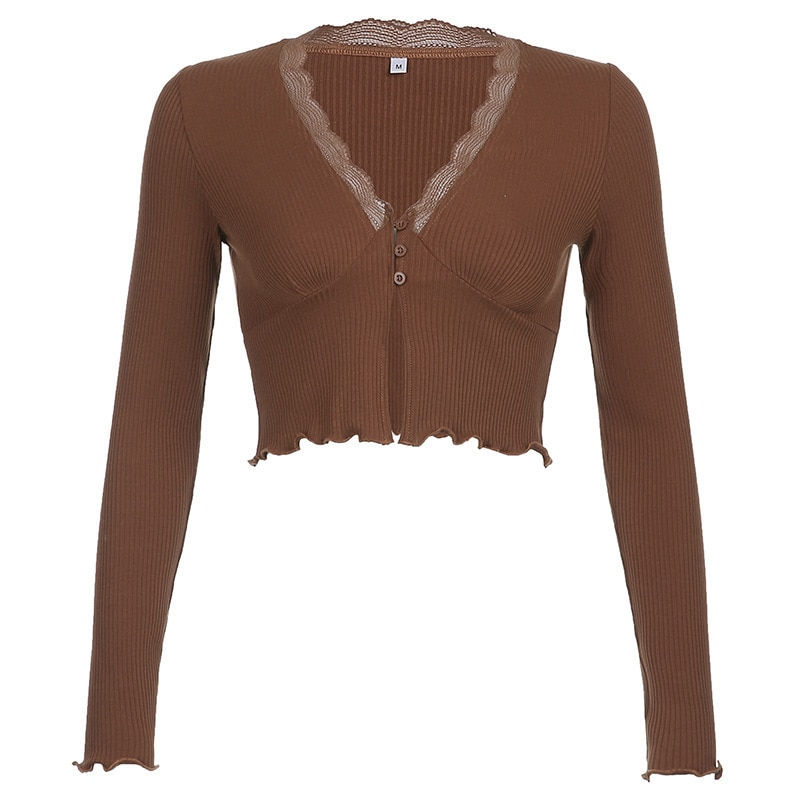 थंबनेल: BIG PROMOTION Y2K French romantic traf women's solid color lace stitching strip