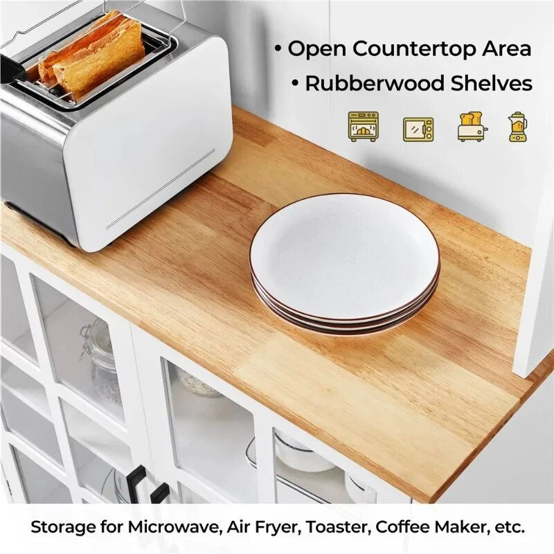 Miniatura: SmileMart 72"H Kitchen Pantry Storage with 3 Cabinets 2 Open Shelves for Dining