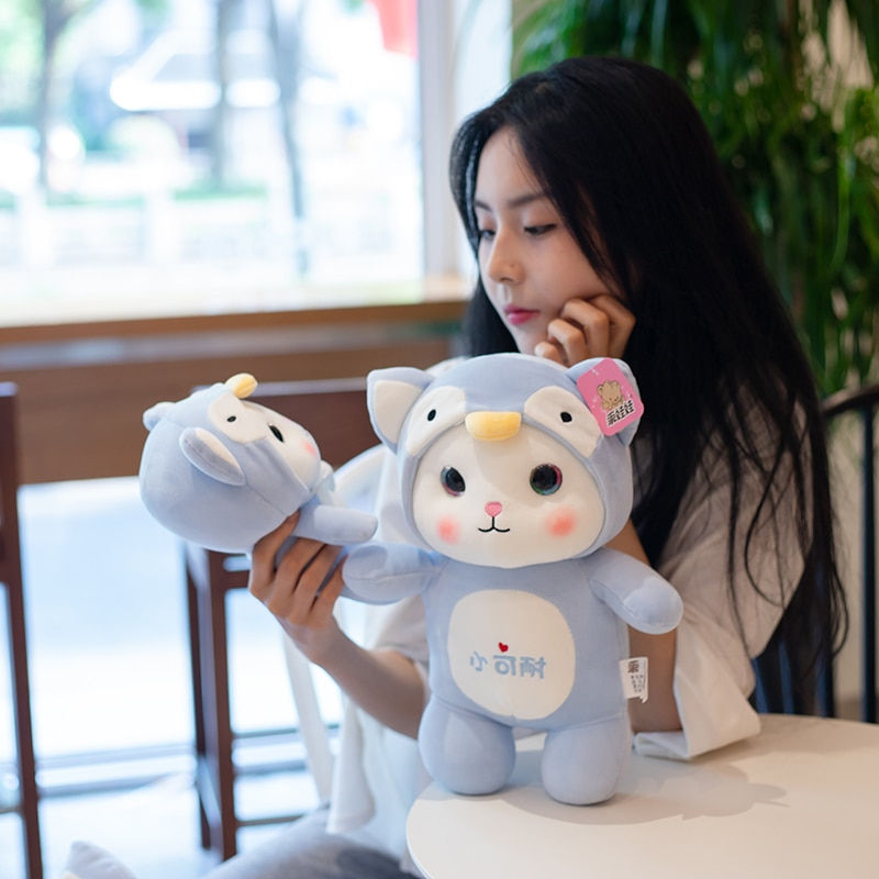 Thumbnail: Hot Cartoon Cat Stuffed Animals Plush Toys Kawaii Soft Doll Dress Up Giraffe Fr