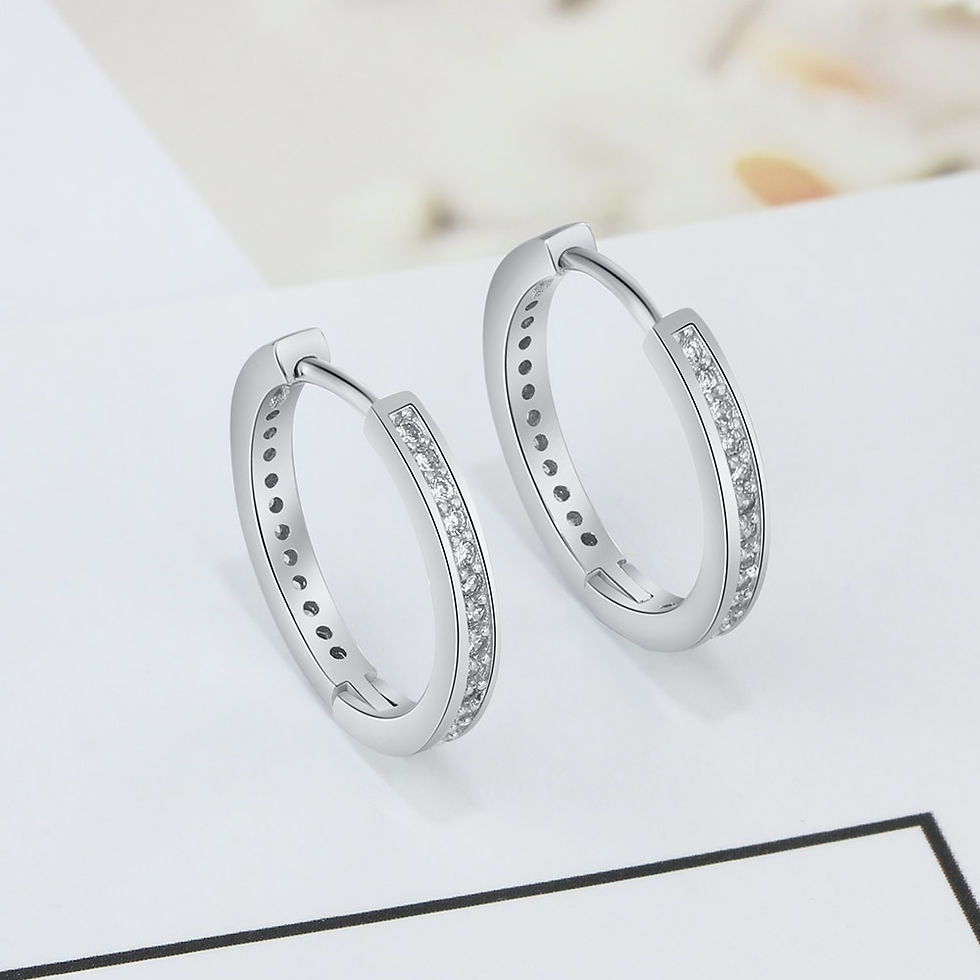 Imej kecil: 925 Sterling Silver Round Hoop Earrings for Women Classic Style Cubic Zirconia