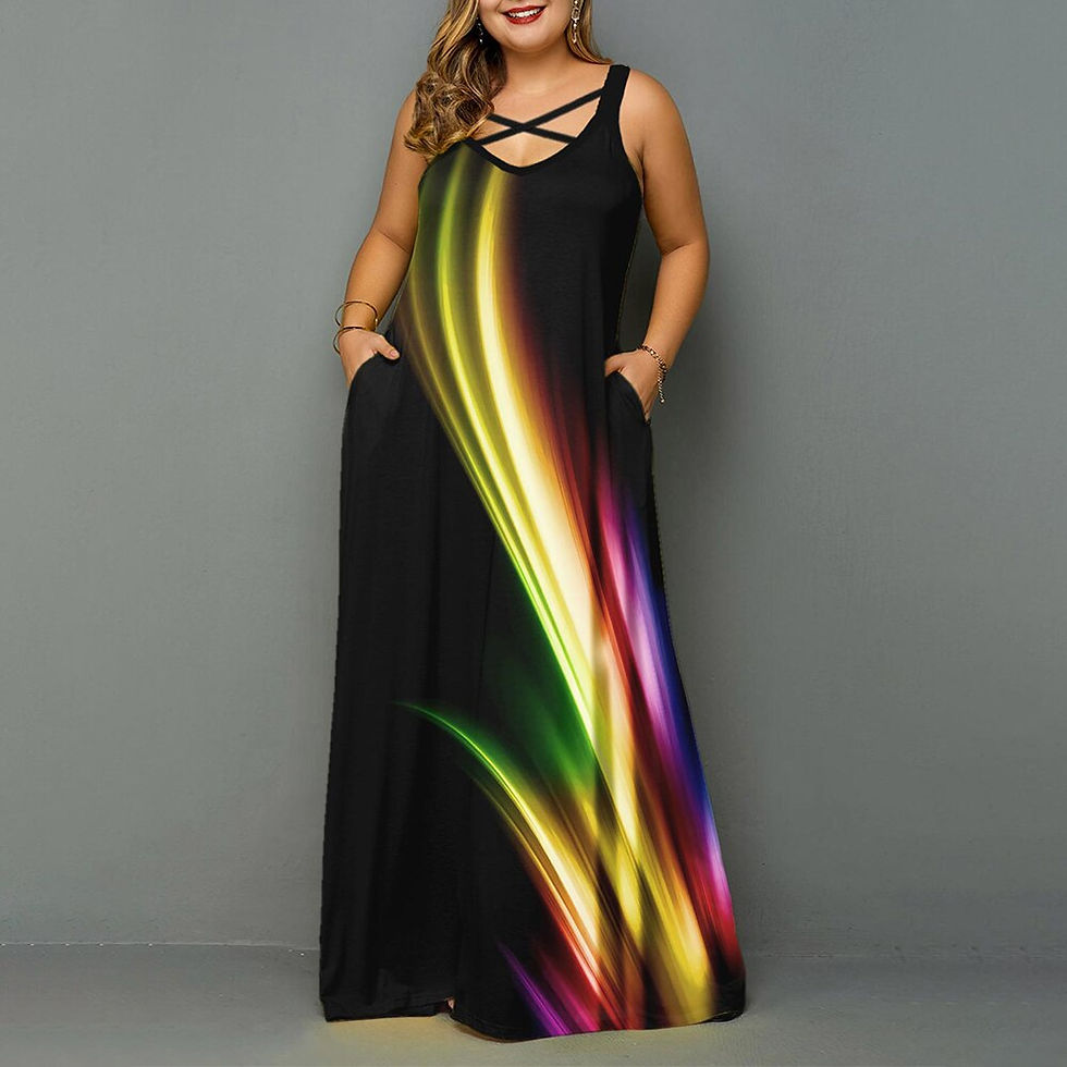 Miniaturebillede: Plus Size Women's Summer Sleeveless Loose Maxi Dress Casual Long Dress with Poc
