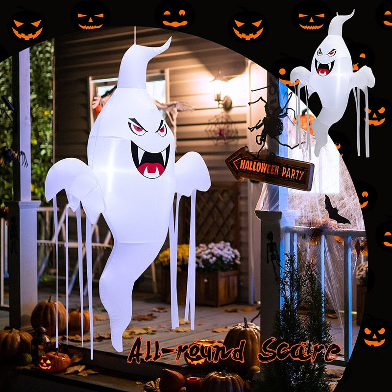 Miniature : 5 Feet Tall Halloween Inflatable Hanging Ghost Decoration with LED Light