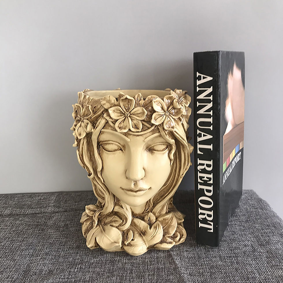 Miniatura: Flower Pot Resin Vase Goddess Flower Pots Head Woman's Face Sculpture Vase Home