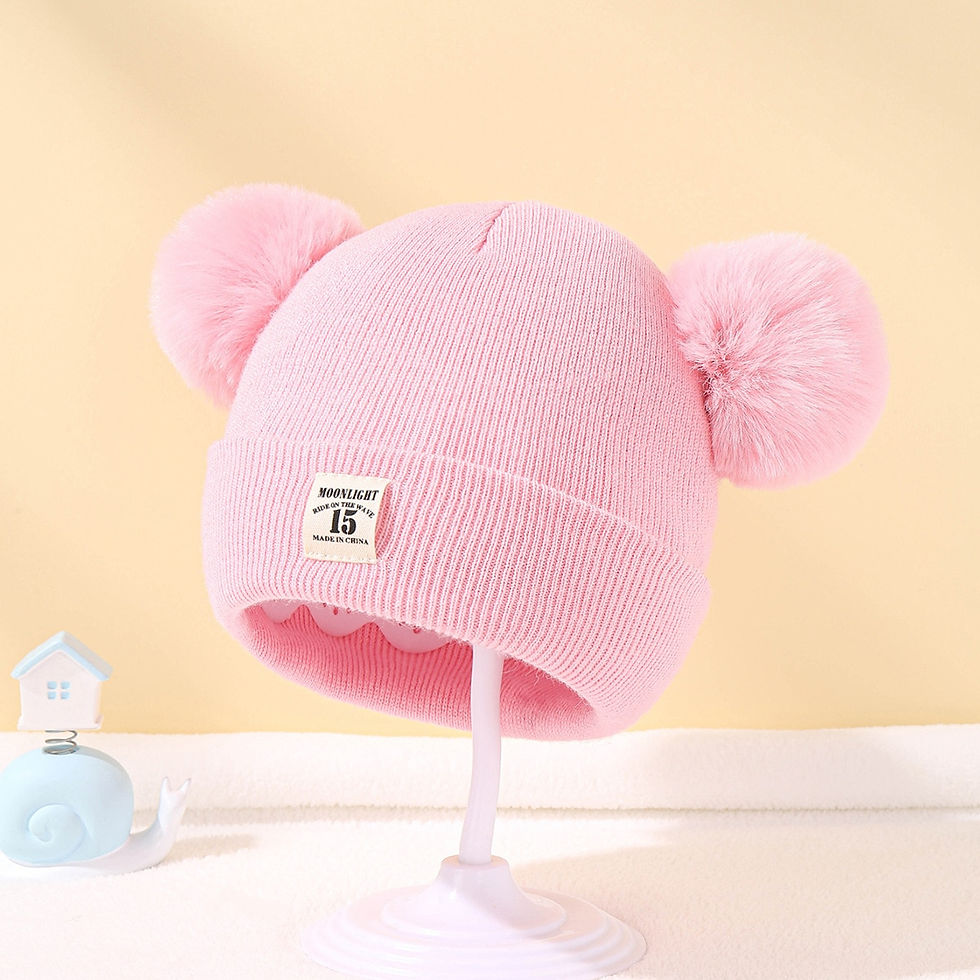 Thumbnail: Autumn Winter Baby Warm Knitted Hats With Pom Kids Knit Beanie Hat Solid Color
