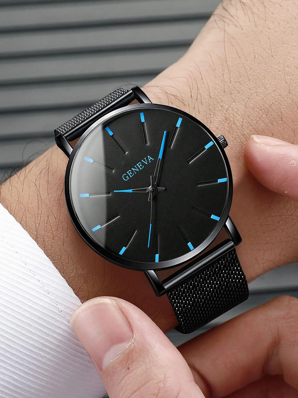 Miniaturebillede: Watch + Bracelet Minimalist Men's Fashion Ultra Thin Watches Simple Men Busines