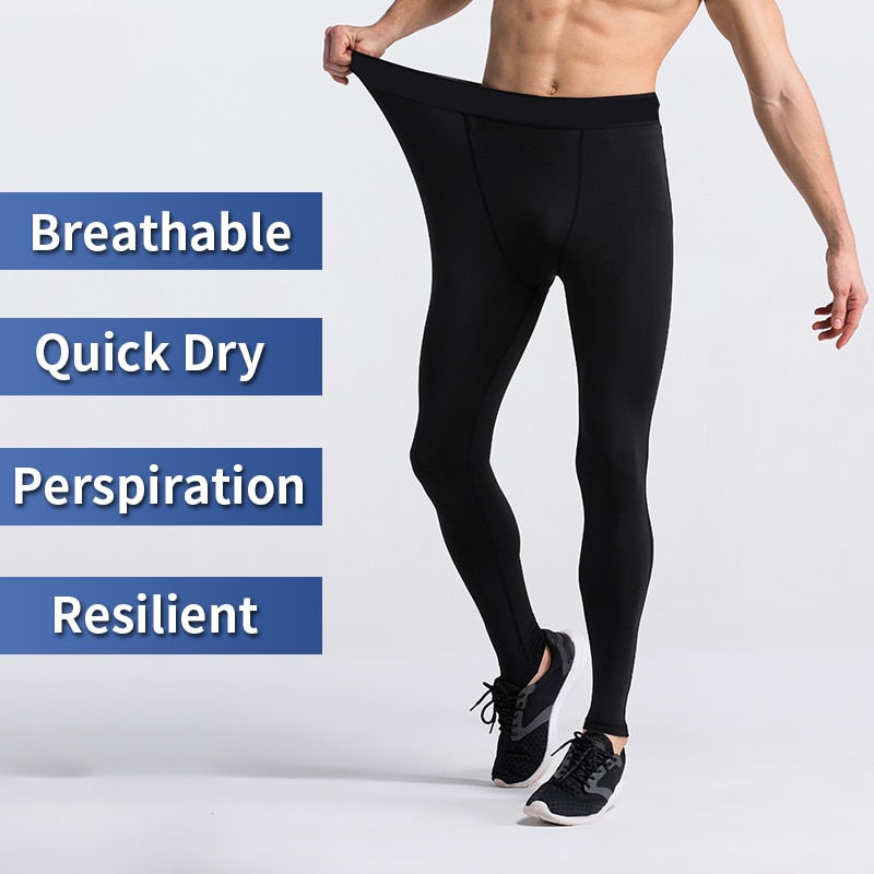 Thumbnail: Mens Gym Compression Leggings Sport Training Pants Dry Fit Running Tights Fitne