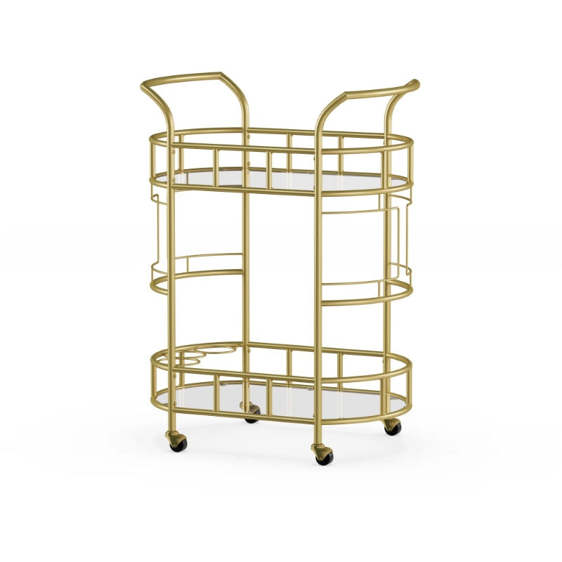 Miniaturbild: Better Homes & Gardens Fitzgerald Bar Cart with Matte Gold Metal Finish, 2-Tier