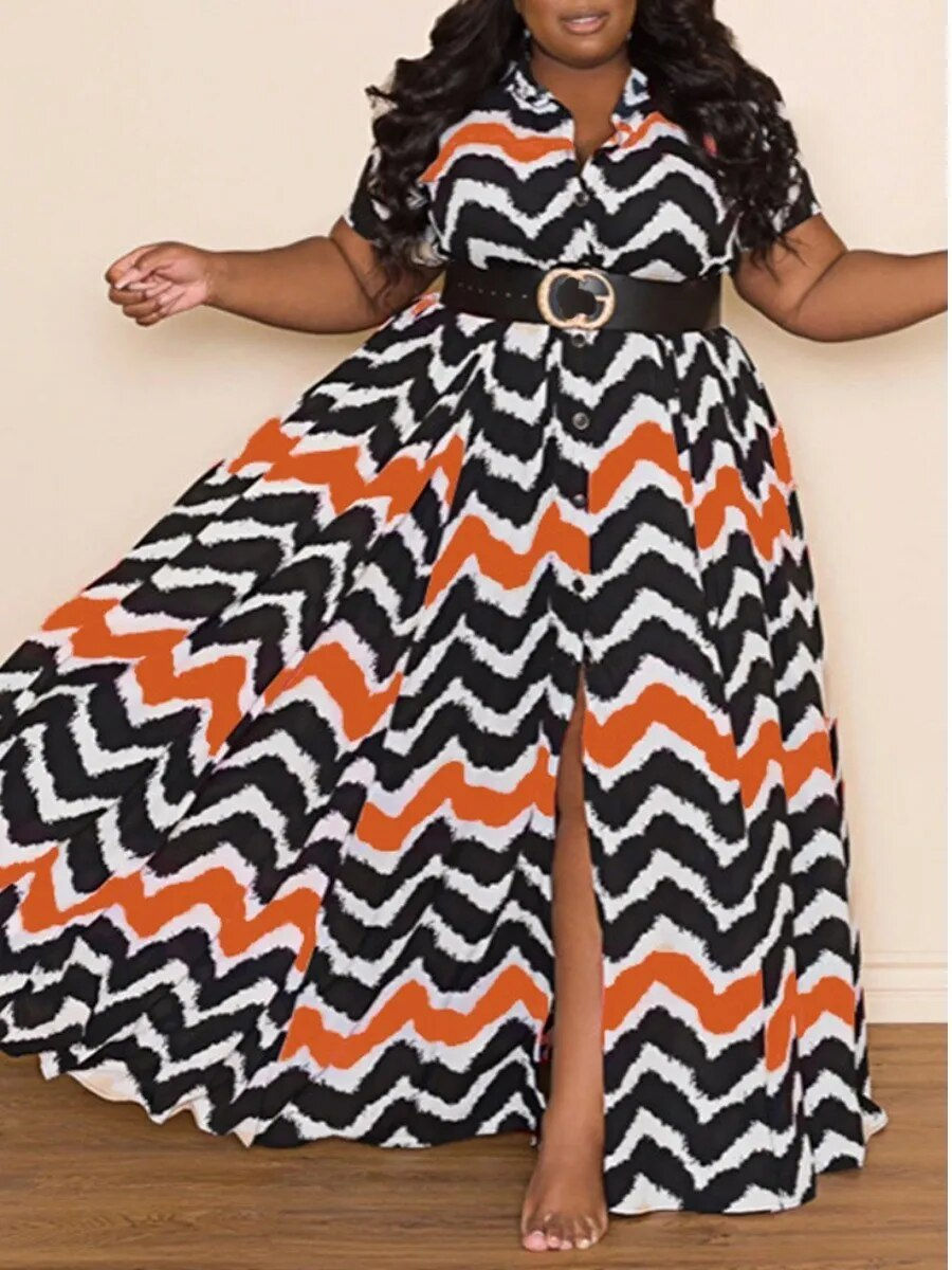 Thumbnail: LW Plus Size dress Striped A Line Loose Shirt Dress Women Summer Elegant party