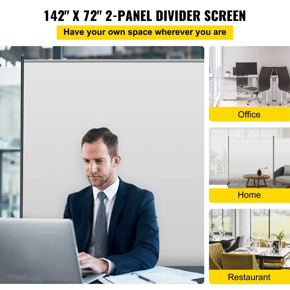 VEVORbrand Office Partition 142" W x 14" D x 72" H Room Divider Wall 2-Panel pa