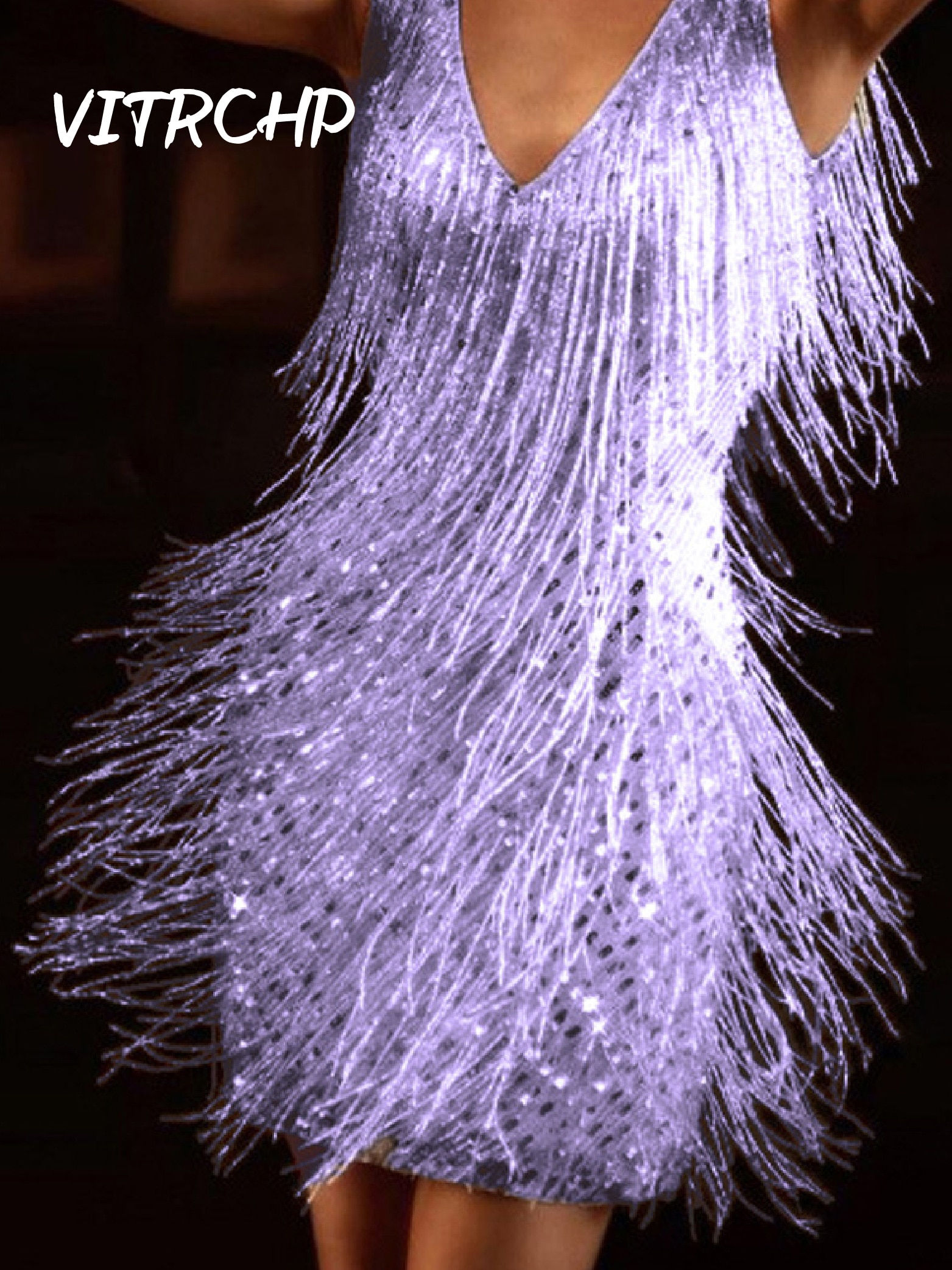 Green Tassels Mini Celebrity Dresses for Women Sexy V Neck Spaghetti Straps Pro