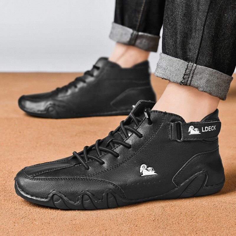 Miniatiūra: Men Boots Casual Motorcycle Winter Shoes 2023 Waterproof High Top Sneakers Luxu