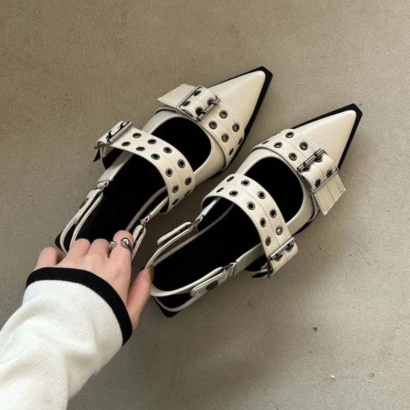 Thumbnail: Slingback Shoes Gothic Chunky Heels Women's Pumps Rivet Street Style Medium Hee