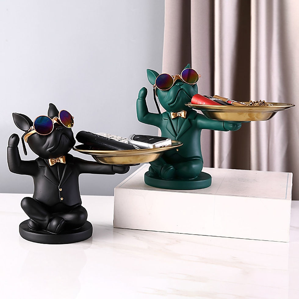 Thumbnail: Nordic French Bulldog Sculpture Dog Statue Jewelry Storage Table Decoration
