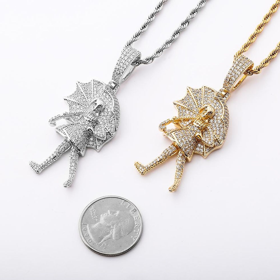Thumbnail: TOPGRILLZ Iced Umbrella Child Pendant Necklace Iced Cubic Zirconia Pendant