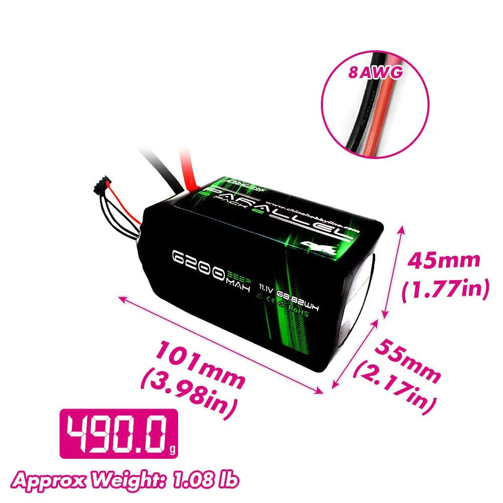 Thumbnail: CNHL 2S 3S 7.4V 11.1V Shorty Lipo Battery 4400mAh 6200mAh 90C Soft Pack with 8a