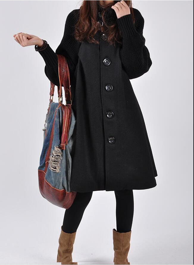 Thumbnail: Winter Plus Size Women's Mid-length Loose Wool Overcoat
