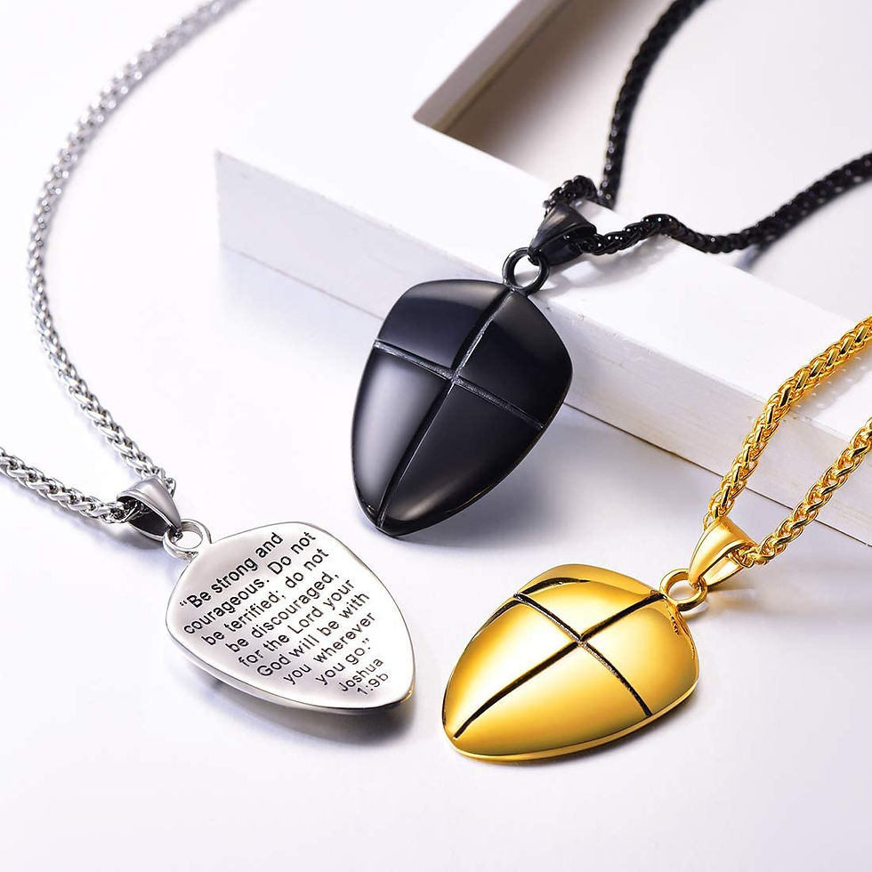 Thumbnail: U7 Shield of Faith Pendant Chain 22 Inch Stainless Steel Cross Amulet Necklace