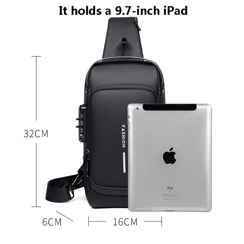 Thumbnail: Men's Multifunction Anti-theft USB Shoulder Bag Man Crossbody Cross Body Travel