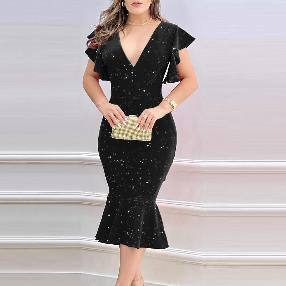 Thumbnail: Shiny Ruffles Dresses For Women Teens Plus Size Bronzing Splice Sleeveless Dress