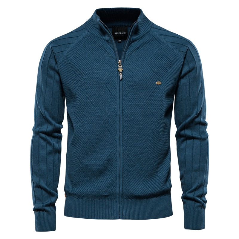 Thumbnail: AIOPESON Argyle Solid Color Cardigan Men Casual Quality Zipper Cotton Winter Me