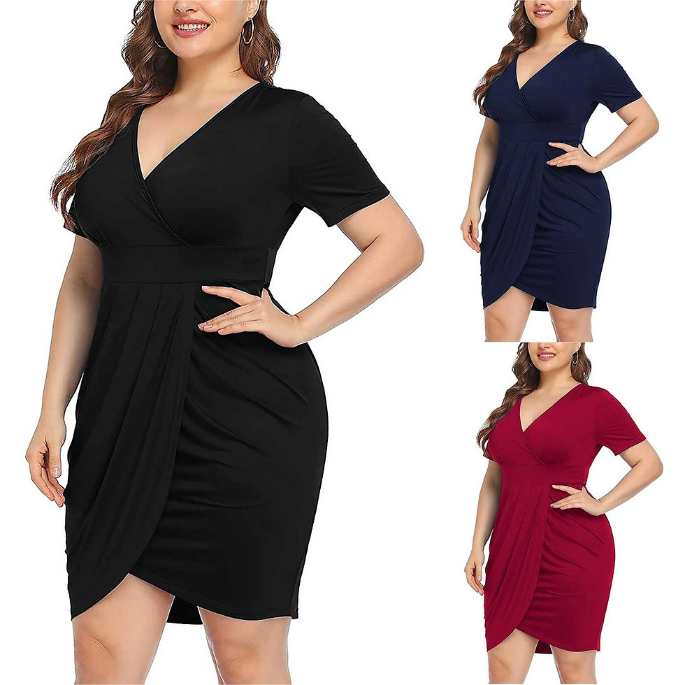 Thumbnail: Plus Size Women Dresses Summer 2022 Women Fashion V-neck Short Sleeve Dress Plu