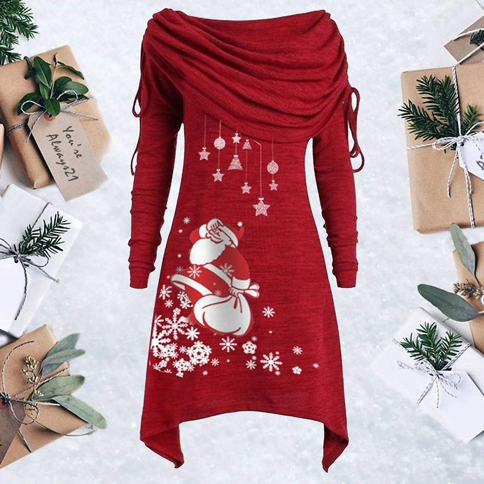 Thumbnail: Plus Size Women's Christmas Dress, Sling Strap Christmas Holiday Dress, Snowfla