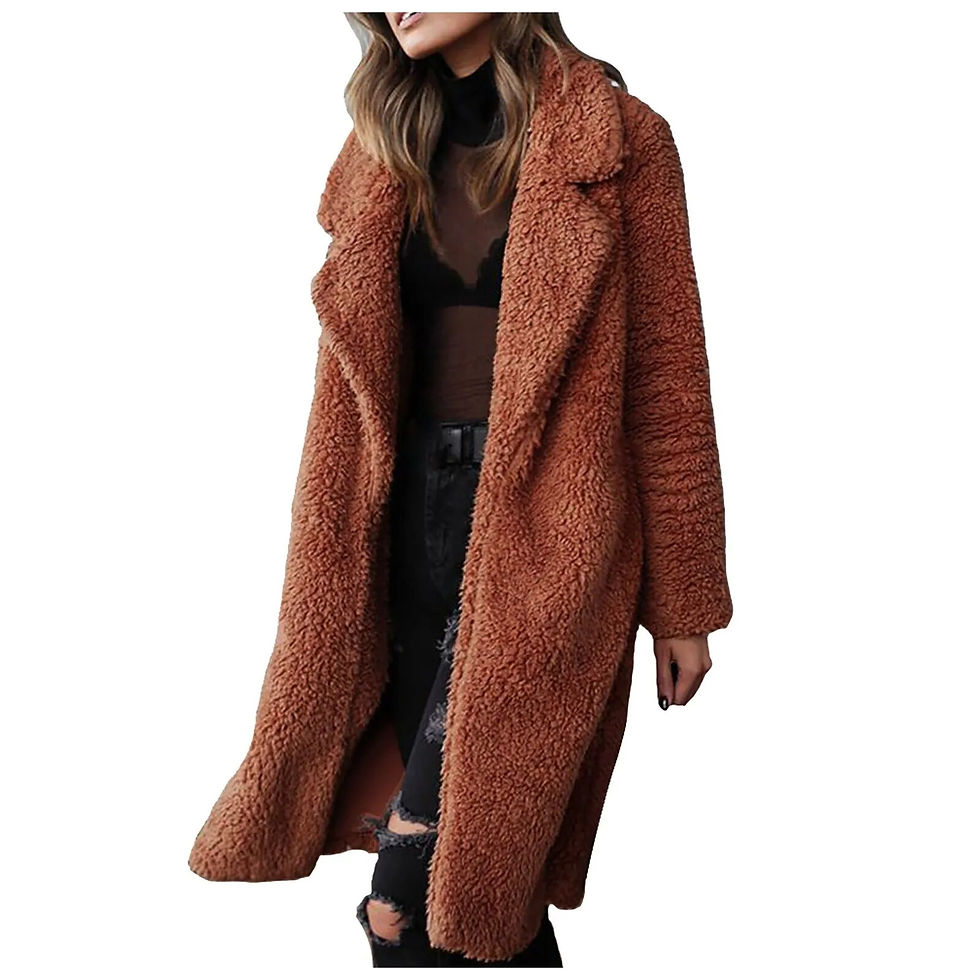 Миниатюра: Plus Size Womens Ladies Warm Artificial Wool Coat Jacket Lapel Winter Outerwear