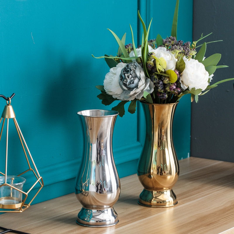 الصورة المصغرة: Chinese Style Stainless Steel Tabletop Vases Modern Minimalist Fashion