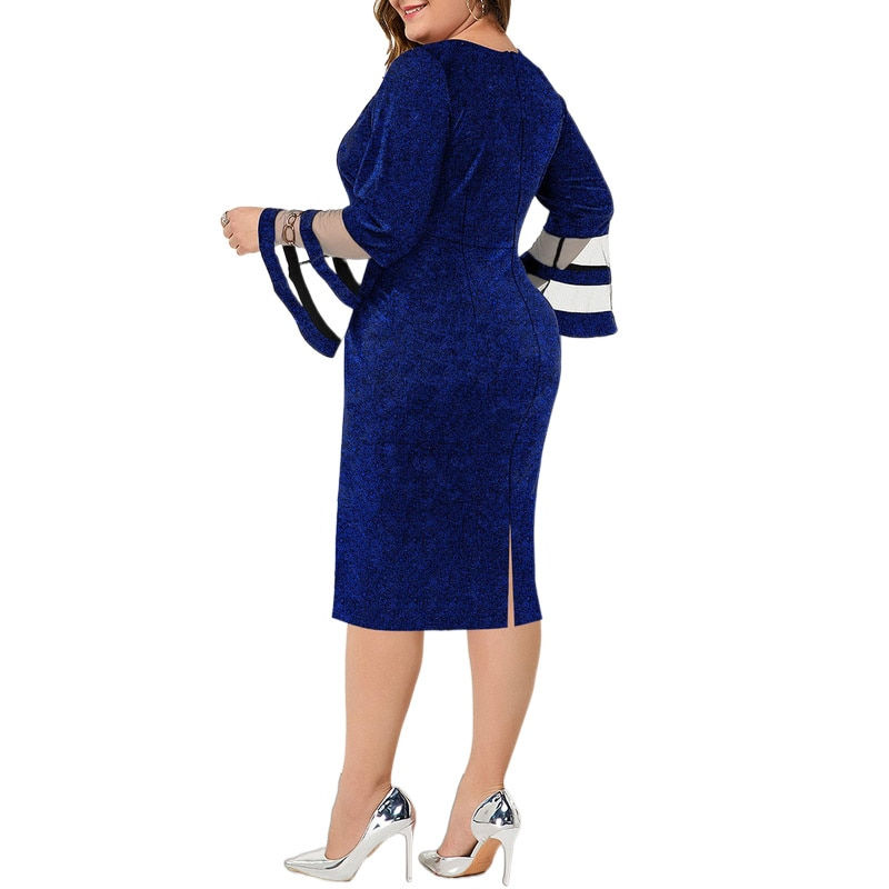 Thumbnail: Plus Size 6XL 7XL 8XL Dress for Women Elegant Midi Curvy Shinny Clothing 2023 S