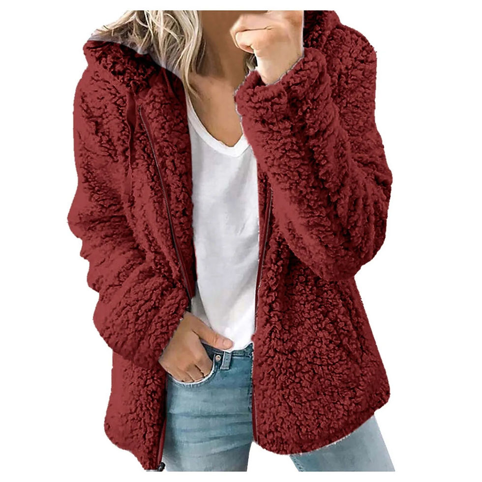 थंबनेल: New Zipper Hooded Woolen Coat Woman Solid Fleece Jackets Cashmere Long Sleeved 